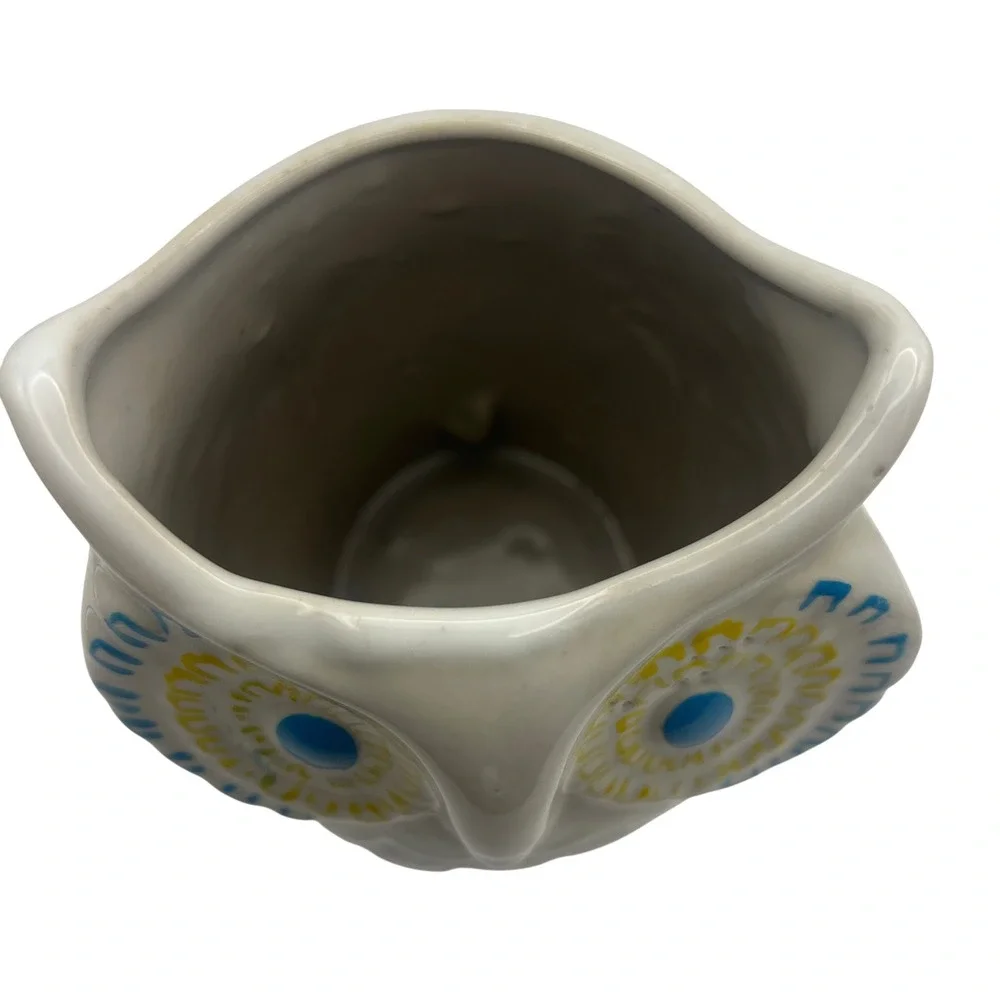 Vintage Ceramic Owl Vase Brush Holder, Vanity Organizer